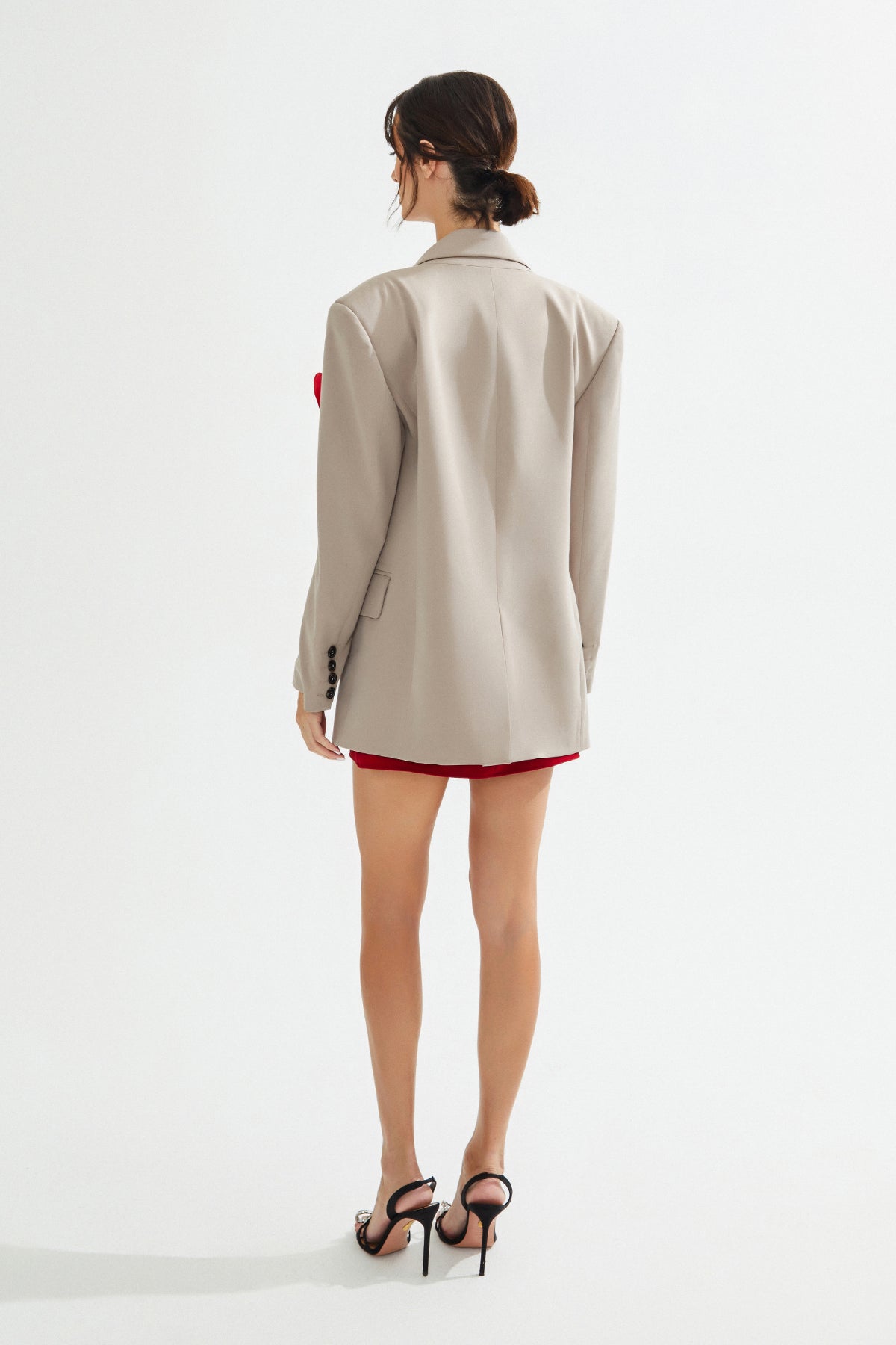 VIAN Gül Detaylı Bej Blazer Ceket