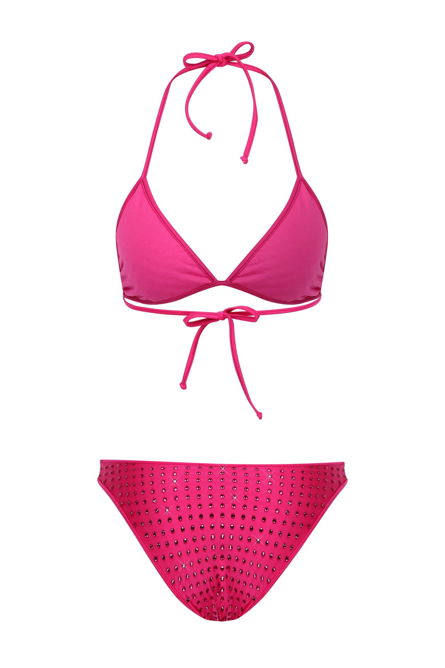 SHINY Taş Baskılı Fuşya Bikini Takım