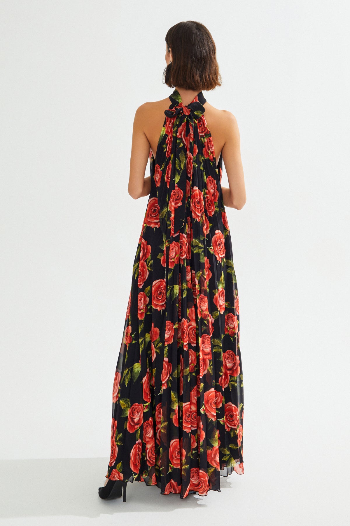 JOVIE Çiçek Desenli Pliseli Maxi Elbise