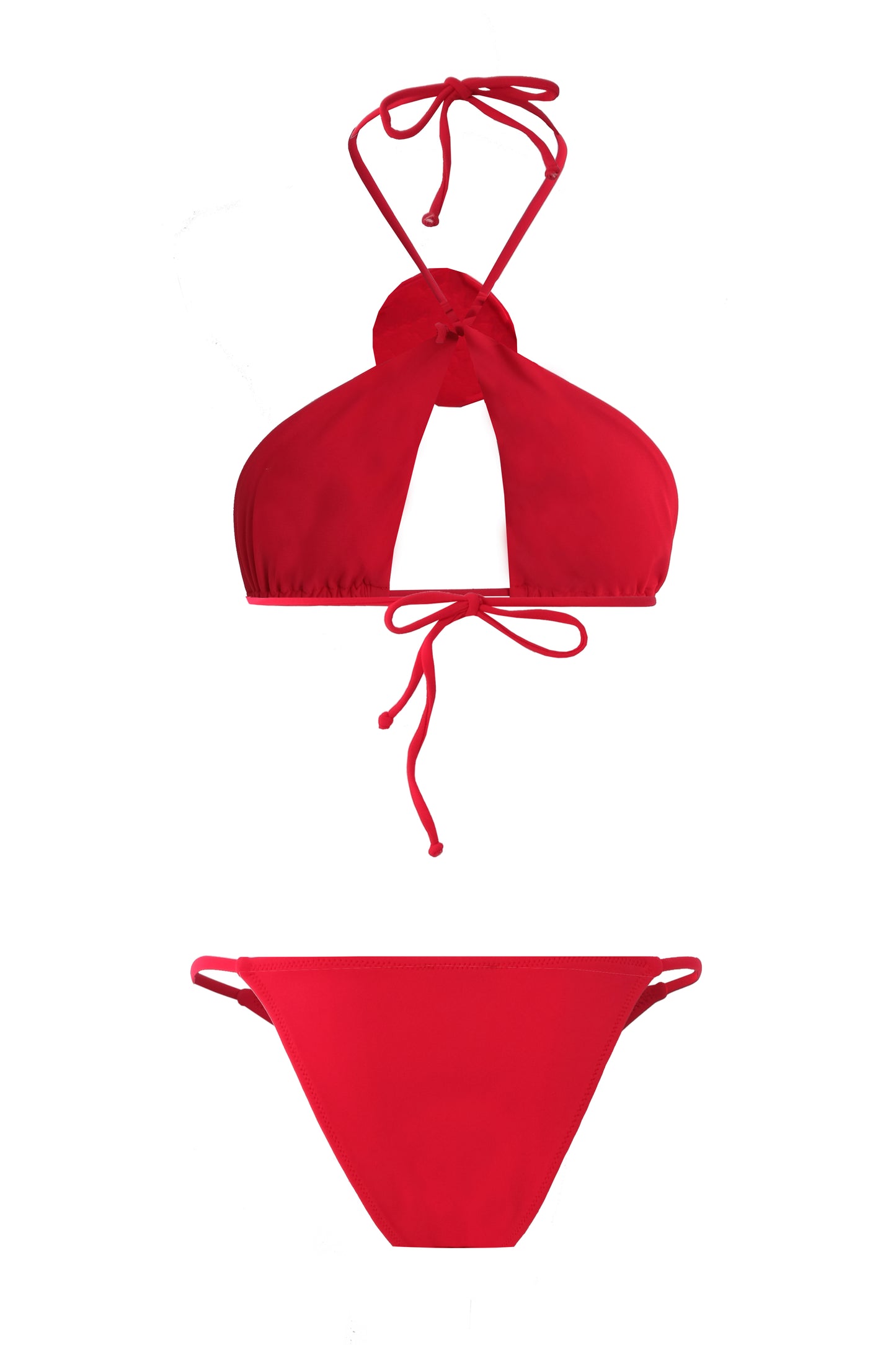 LUNA Çarpraz Bağlamalı Güllü Kırmızı Bikini Takım