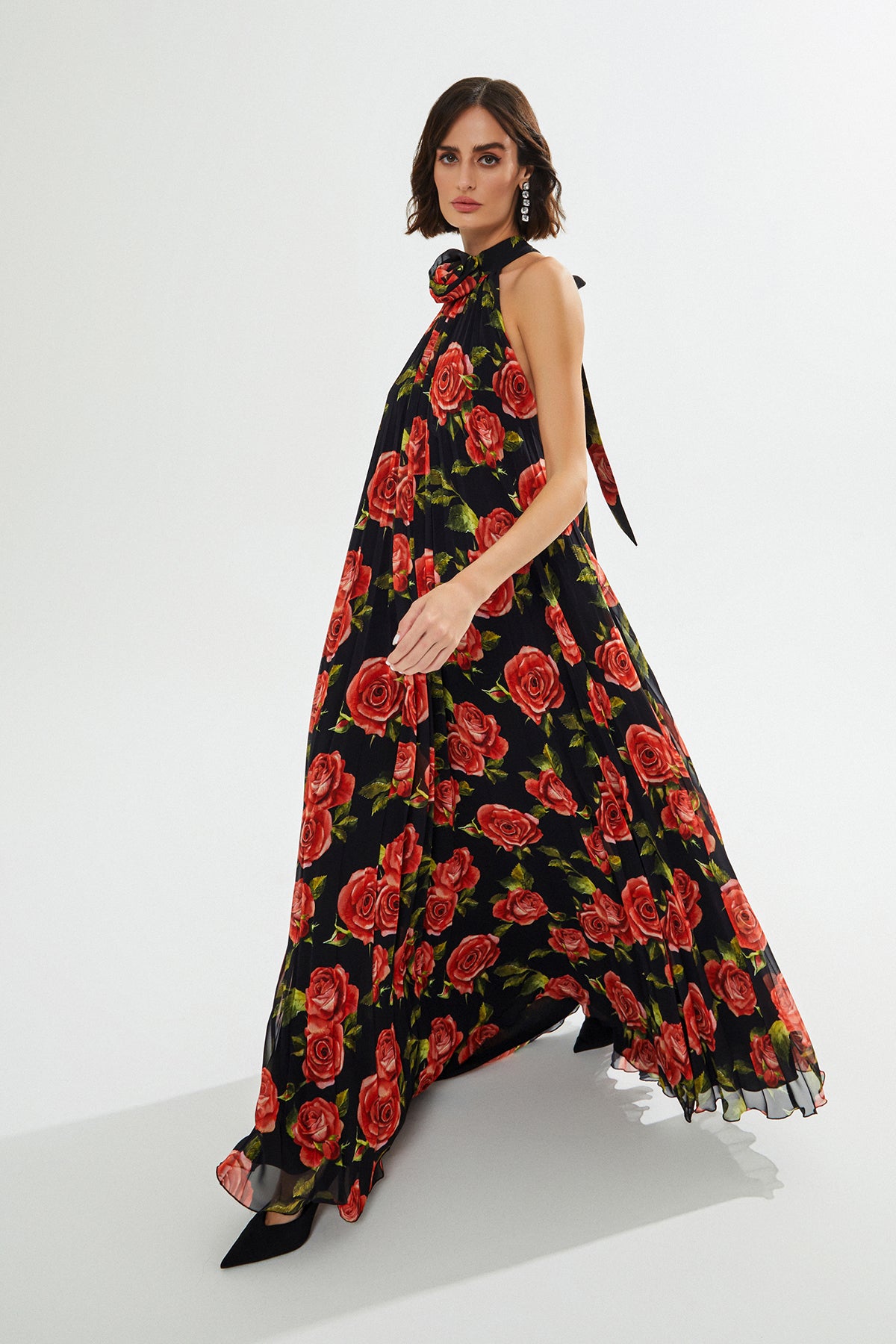 JOVIE Çiçek Desenli Pliseli Maxi Elbise