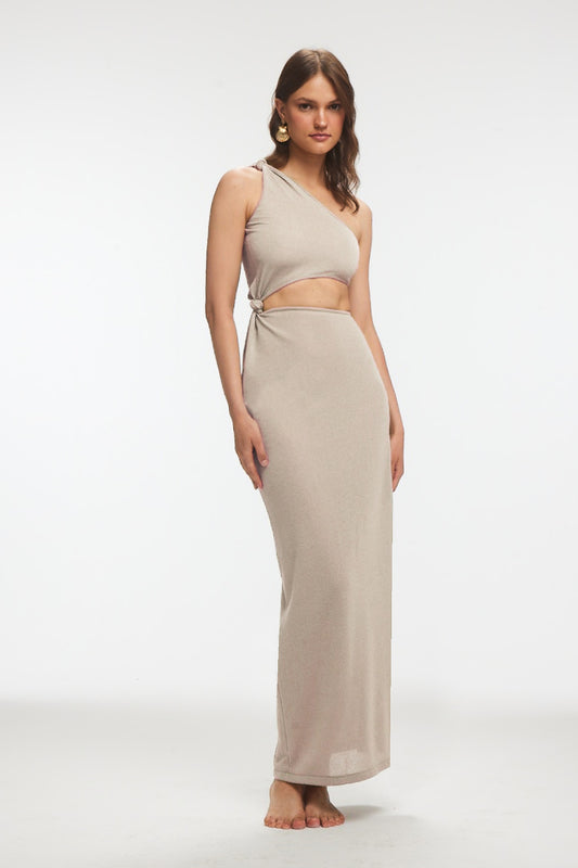 LEWA Düğüm Detaylı Örme Midi Taş Elbise