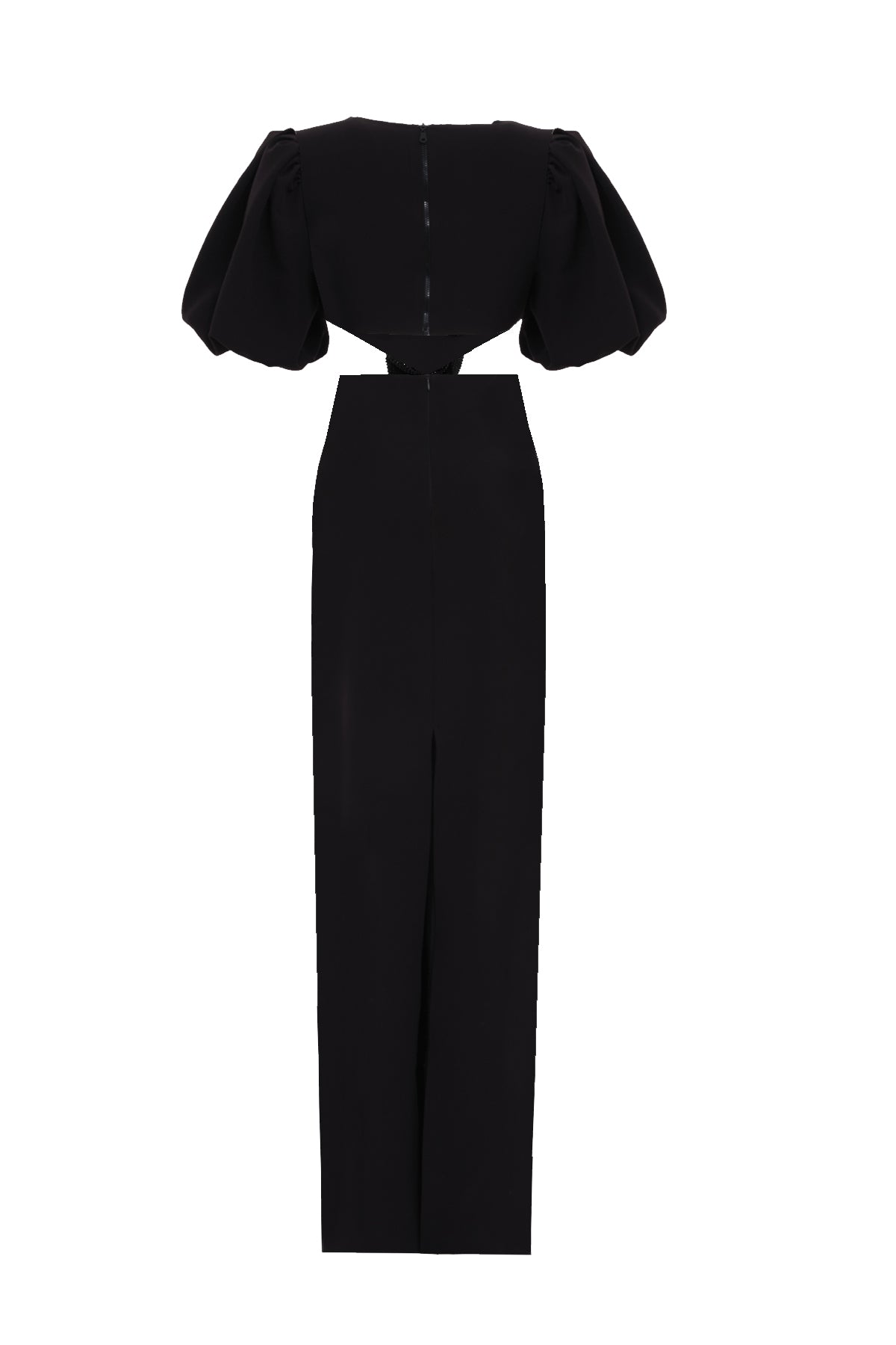 ROSETTA Taş Baskılı Gül Detaylı Maxi Siyah Elbise