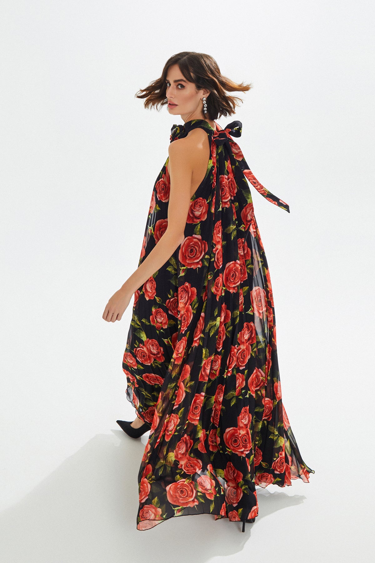 JOVIE Çiçek Desenli Pliseli Maxi Elbise