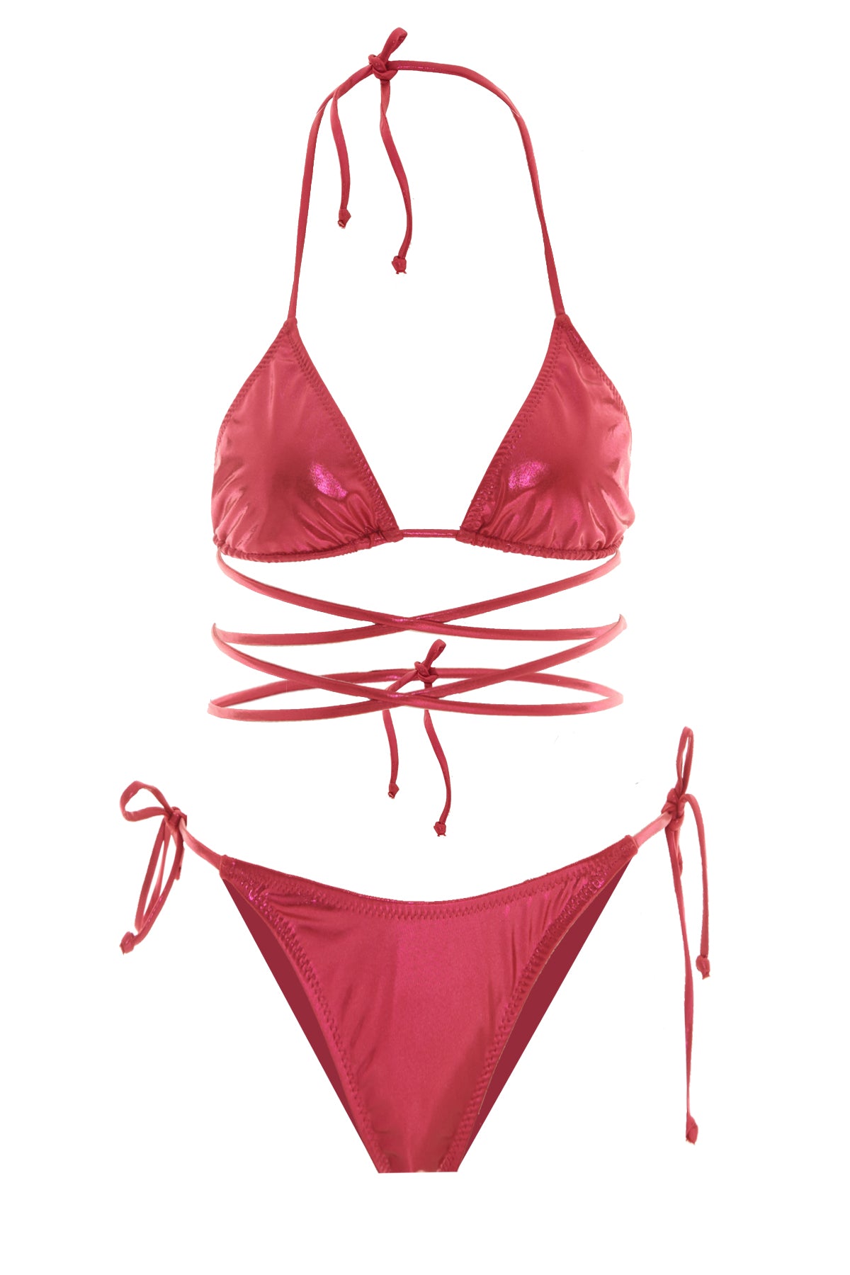 MILA Parlak Üçgen Fuşya Bikini Takım