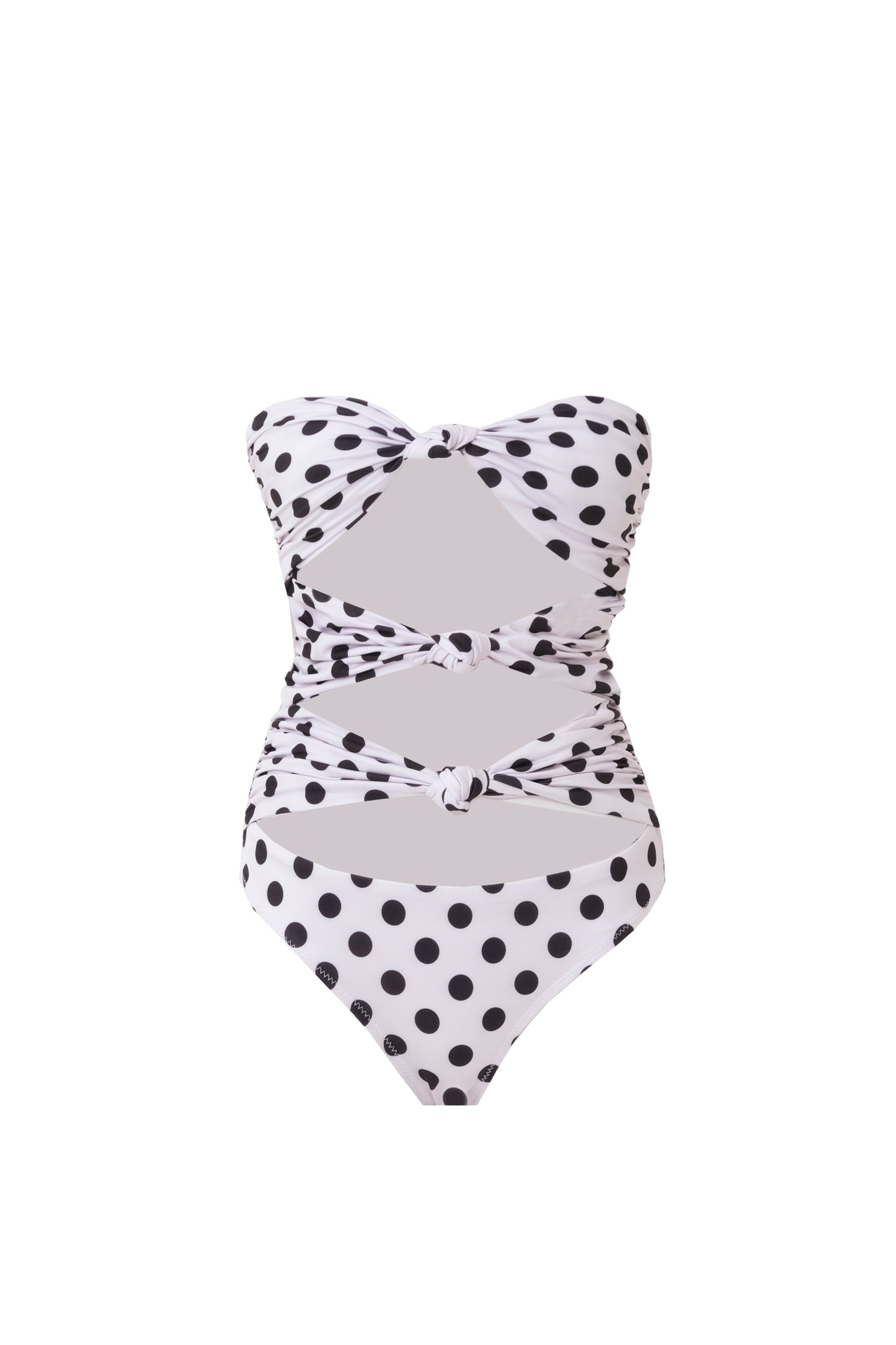 AMY Düğüm Detaylı Puantiye Desenli Mayo