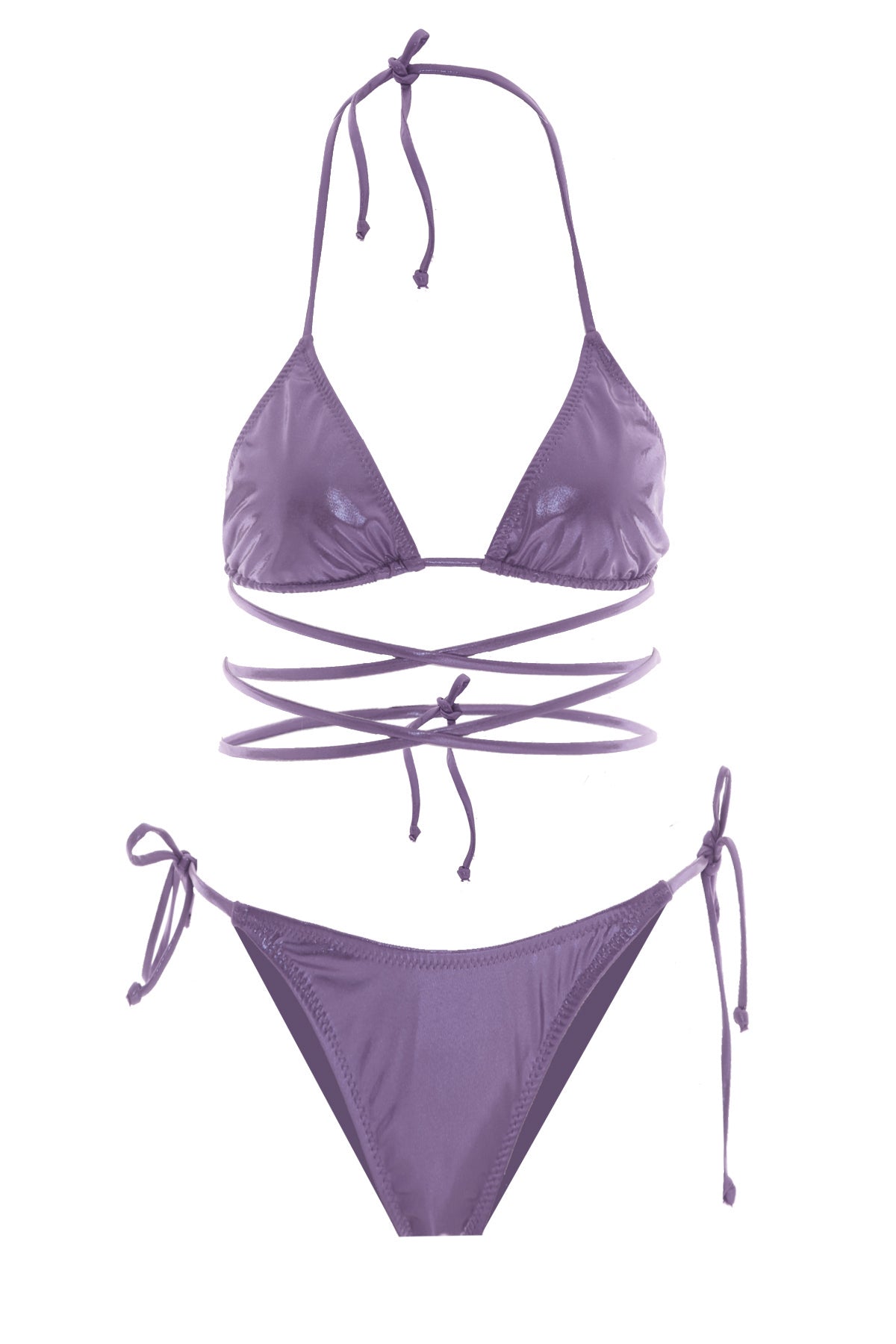 MILA Parlak Üçgen Mor Bikini Takım