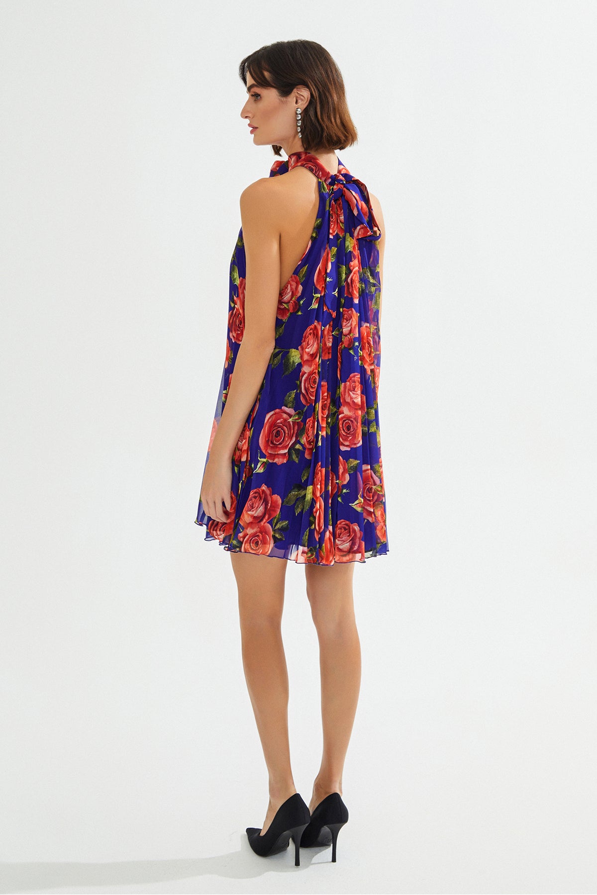 KALLIE Çiçek Desenli Pliseli Mini Elbise