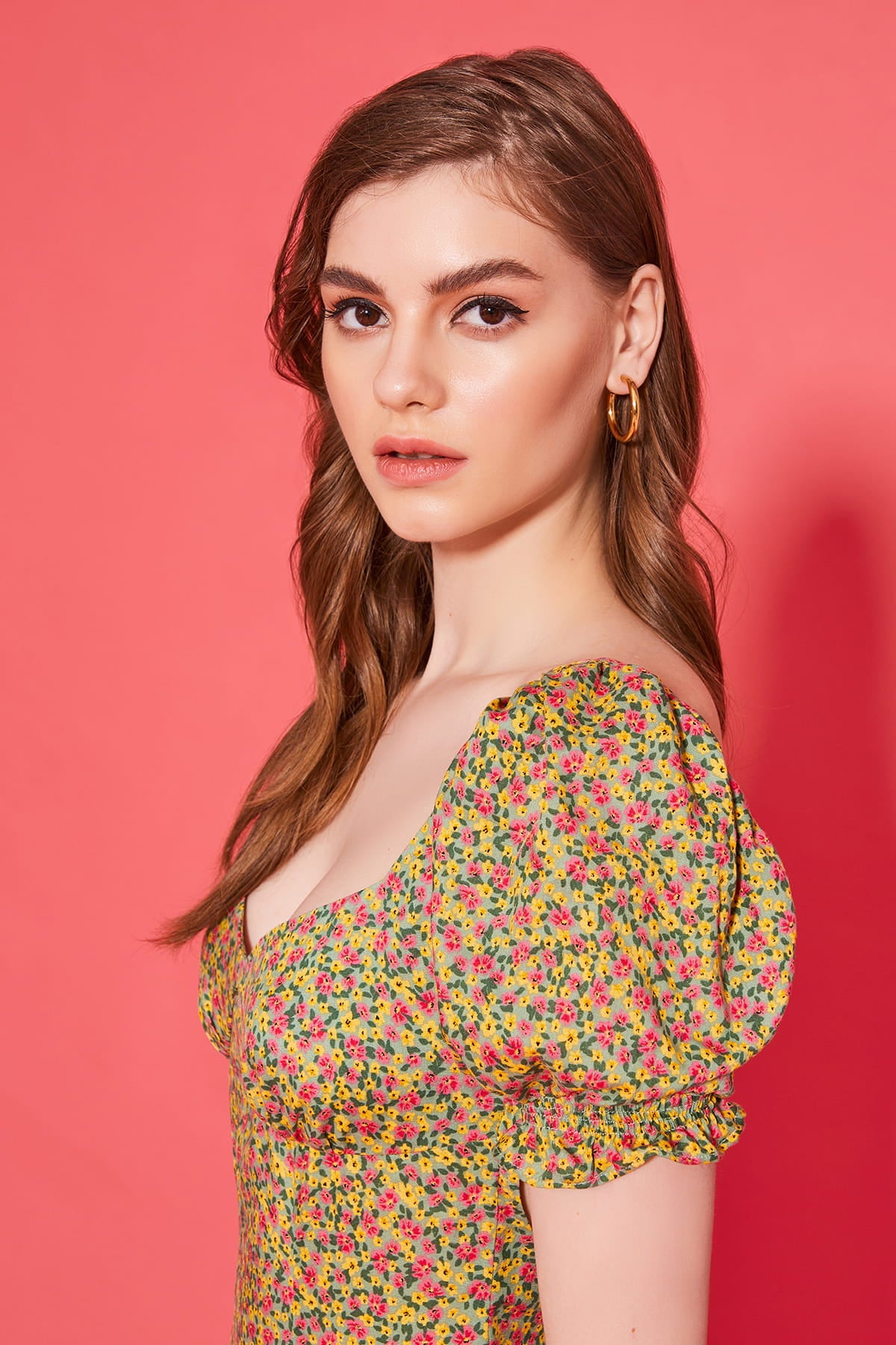 LANIA Çiçek Desenli Midi Elbise