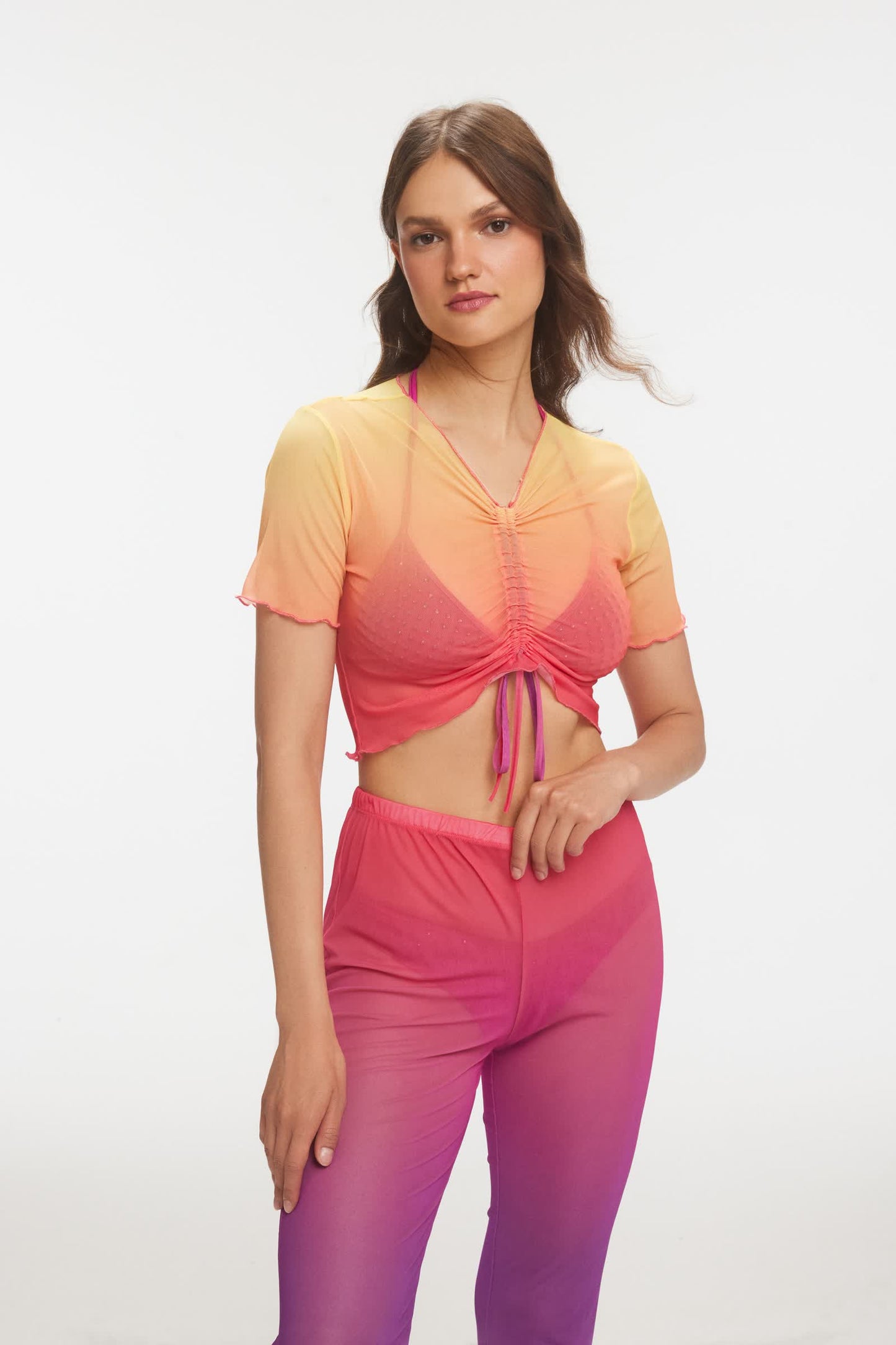 JODY Tül Degrade Desenli Pantolon Takım