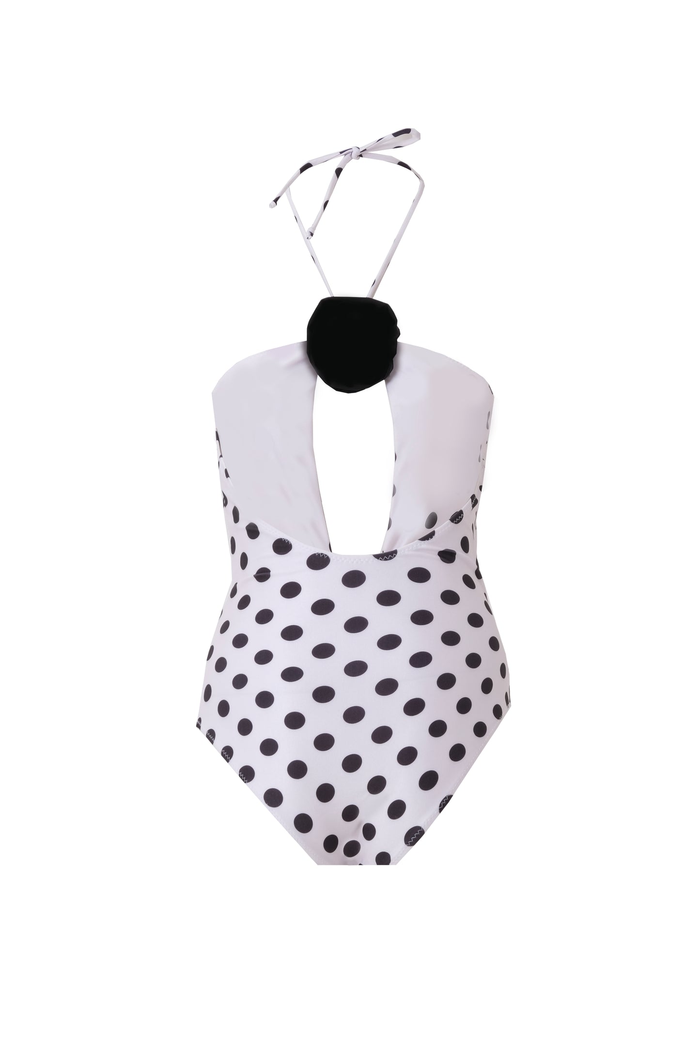 KLOIE Puantiye Desenli Gül Detaylı Mayo