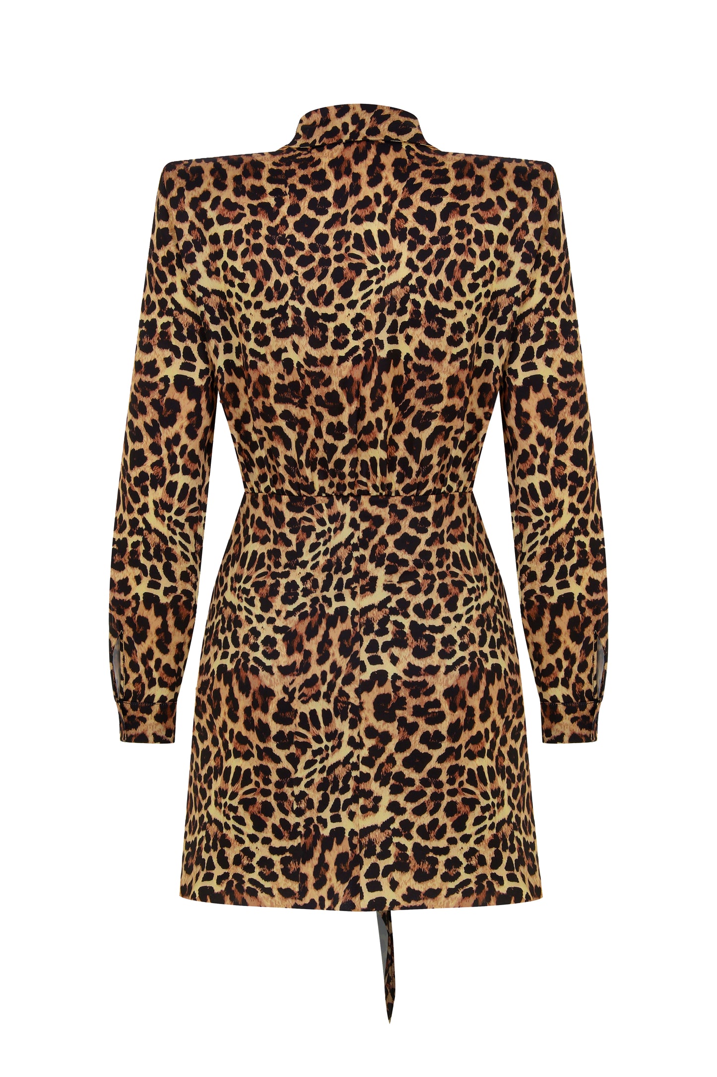 PORTA Saten Leopar Mini Gömlek Elbise